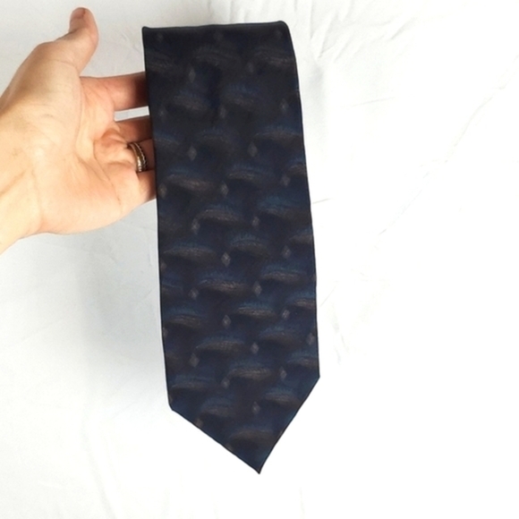 Oscar de la Renta Silk Blue and Gray Neck Tie - Picture 1 of 4